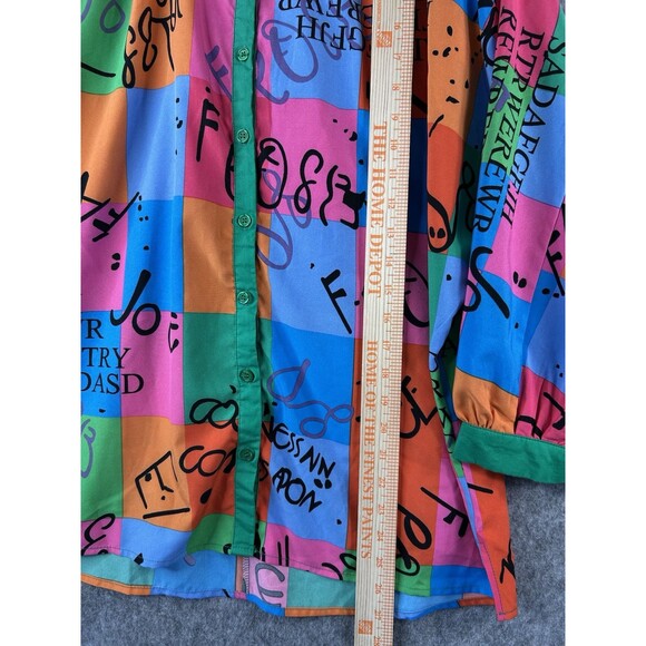 Jodifl Top Women's Small Colorful Artsy Designer 3/4 Sleeve Blouse Lightweight - Picture 5 of 9